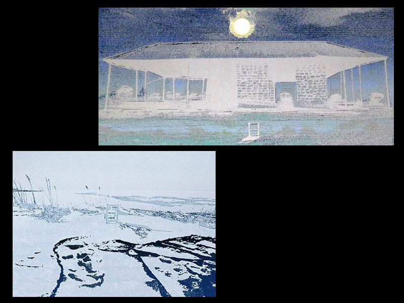 [GINZA-Bildergalerie] Kansuke Morioka druckt Treibeis 95-7P und Wind97-18, handsigniertes Set aus 2 großen Blättern, Kunstwerk, drucken, Siebdruck