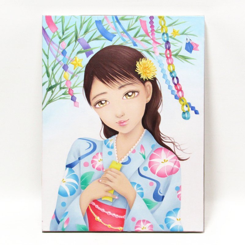 [GINZA-Bildergalerie] Kozue Kurasawa Ölgemälde Nr. 12, Tanabata-Mädchen, Moderne Kunst, Leinwand, Niedlich! Z57F5D3K2L7P4O, Malerei, Ölgemälde, Porträt