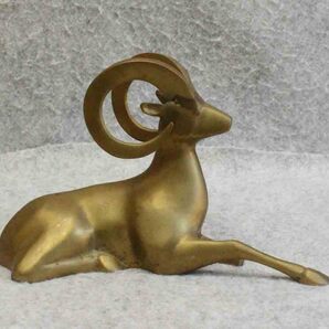 金属工芸◆置物 羊 黄銅 24cm◆真鍮製 ブロンズ像  bronze sheepの画像4