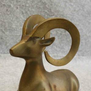 金属工芸◆置物 羊 黄銅 24cm◆真鍮製 ブロンズ像  bronze sheepの画像6