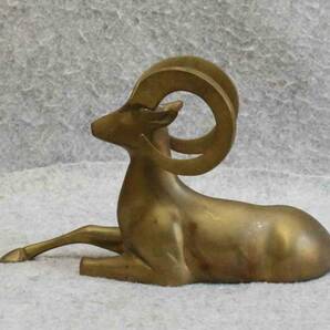 金属工芸◆置物 羊 黄銅 24cm◆真鍮製 ブロンズ像  bronze sheepの画像2