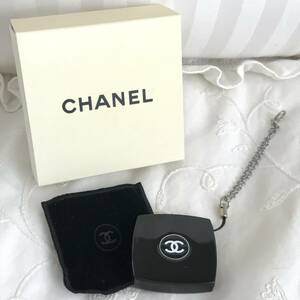 ★ CHANEL シャネル 4㎝角 両面 ミニ ミラー ストラップ 携帯ストラップ ノベルティ 非売品 ブラック 黒 ココマーク 未使用 ★　