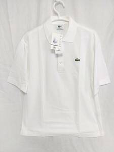 新品 未使用 商品タグ付き LACOSTE ラコステ 三つボタン半袖ポロシャツ 5 XL相当 ホワイト 白 L1230 コットン100％ メンズ ジャカード