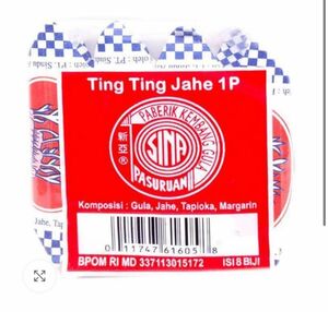 インドネシア　TING TING Jahe しょうが飴120g＊2(全部64個)