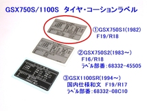 □GSX750S/GSX1100S国内仕様　和文タイヤラベル①☆2/ スズキ カタナ/KATANA/リプロ 新品 タンクコーション ステッカー_画像1