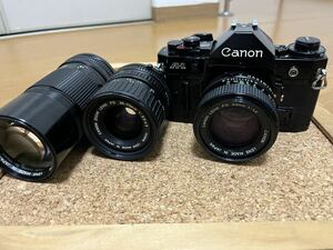 canon キャノン A-1 レンズ セット 中古 FD NEW FD 50mm F/1.4 、35-70mm F/3.5-4.5、200mm F/4 動作未確認 ジャンク扱い フィルムカメラ
