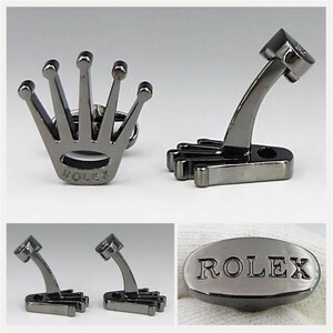 ロレックス カフスボタン ブラック ノベルティ 希少品 ★ ROLEX ケース 箱 冊子 タグ ディスプレイ 腕時計スタンド カフス 1833-s8