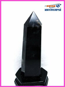 1 jpy start!. cheap *1.1Kgmoli on original natural black crystal hexagon pillar [T43-7718]