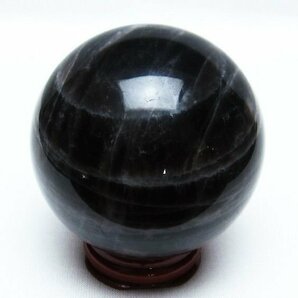 誠安◆天然石最高級品モリオン 純天然 黒水晶 丸玉 64mm [T572-9764]の画像3