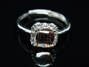 誠安◆天然石最高級品ファイナルグレード金針ルチル水晶指輪(15号)[T164-6801]