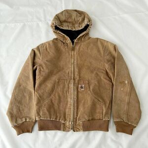 90s 00s Carhartt ダック アクティブパーカー youth L （ ビンテージ 90年代 00年代 カーハート ワーク フーディー フルジップ デトロイト