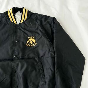 黒ボディ 80s IOWA ナイロン スタジャン フルスナップ カレッジ （ ビンテージ 80年代 ブラック アイオア 70s 90s BLACK vintage 後付けの画像4