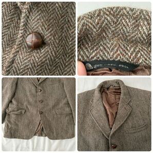 80s ハリスツイード ヘリンボーン ウール テーラードジャケット （ ビンテージ 80年代 Harris Tweed スーツ アイビー jacket USA製 70s 90sの画像8