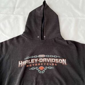 00s HARLEY DAVIDSON 墨黒 スウェット パーカー （ ビンテージ ハーレー バイカー 00年代 90s 80s vintage ショベル パンヘッド ナックルの画像4