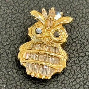 Ω磨き仕上げ済み！【フクロウ ペンダントトップ ネックレストップ k18 18金 Ｄ0.22ct 総重量 1.33ｇ ゴールド ダイヤモンド】NA01379