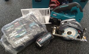 ＄綺麗【 Makita マキタ 40Vmax １２５ミリ充電式マルノコ（青）HS007GRDX バッテリ×2本・充電器・ケース付 電動工具 】KH11806