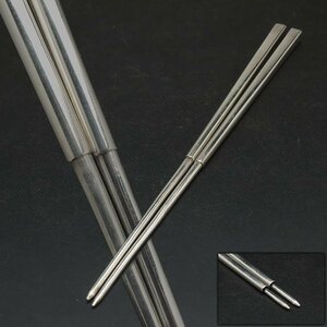 JK229 銀製 収納式 銀箸 一膳 全長19.7cm 総重20g・携帯用 収納式箸