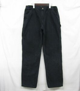 サイズ W36 L34 carhartt ダック地 ワーク ペインター パンツ 裏地 チェック ブラック カーハート 古着 ビンテージ 4A0507