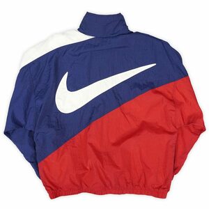 ナイキ NIKE 90s 90年代 ナイロンジャケット ビッグスウォッシュ ロゴ 旧タグ ビンテージ 古着 (-1616) トリコロール L