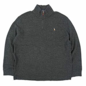 ポロラルフローレン POLO RALPH LAUREN 00s Y2K ハーフジップ コットンニット セーター USA 古着 (-1667) チャコールグレー XL