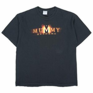 00s THE MUMMY RETURNS ムービーTシャツ USA製 アメリカ製 All Sport ハムナプトラ2 映画 Y2K 古着 (-1777) ブラック / 黒 XL