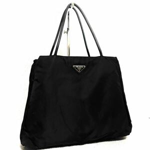 1円スタート！ 極美品 PRADA プラダ ナイロン トートバッグ ハンドバッグ テスート ブラック NERO 三角ロゴ ショルダーバッグ 