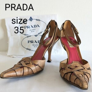 PRADA　プラダ　パンプス　ヒール　サンダル　35 レザー ミュール レディース　婦人靴　人気ブランド　日本サイズ約22 イタリア製　ハイ