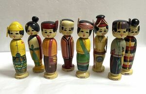 伝統工芸 民芸品 工芸品 ビルマ人形 首長族 シャン族 木製人形 8体セット
