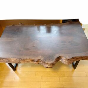 激安 美品 机ローテーブル 天然木 総無垢 リビングテーブル 一枚板 木製 特注 定価50万以上 の画像1