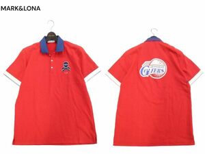 MARK&LONA マーク&ロナ 春夏 スカル★ LOS ANGELES OLFERS 半袖 鹿の子 ポロシャツ Sz.XL　メンズ 赤 ゴルフ 日本製　I4T01152_4#A