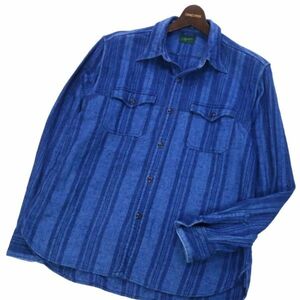 STEVENSON OVERALL CO. スティーブンソンオーバーオール 通年 インディゴ★ 長袖 ストライプ ワーク シャツ Sz.L位　メンズ　I4T00990_3#C