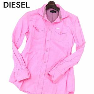 DIESEL ディーゼル 春夏 リネン&コットン★ 長袖 ウエスタン シャツ Sz.S　メンズ ピンク　I4T00926_3#A