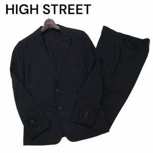 22SS★ HIGH STREET ハイストリート 春夏 シアサッカー★ ストレッチ イージー セットアップ スーツ Sz.S　メンズ 黒　I4T00923_3#M