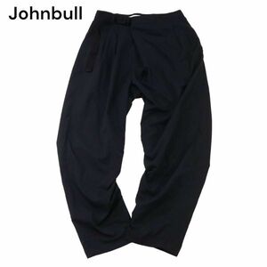 美品★ Johnbull ジョンブル 21293 春夏 クールドット★ ベルテッド ワイド ラップ イージー パンツ Sz.S　メンズ 黒　I4B00578_3#P