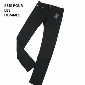 【新品 未使用】 5351 POUR LES HOMMES 5351プールオム 超撥水★ ブラック デニム スキニー パンツ ジーンズ Sz.44　メンズ　I4B00602_3#R