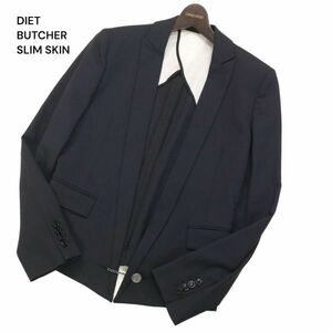 DIET BUTCHER SLIM SKIN ダイエットブッチャー スリムスキン チェーン釦★ ブレザー テーラード ジャケット Sz.1　メンズ 紺　I4T00957_3#M