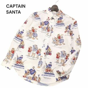 CAPTAIN SANTA キャプテンサンタ 通年 サンタ総柄★ 長袖 ボタンダウン シャツ Sz.M　メンズ 日本製　I4T00967_3#C