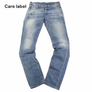 イタリア製★ Care label ケアレーベル slack352★ USED加工 ストレッチ スリム デニム パンツ ジーンズ Sz.30　メンズ　I4B00631_3#R