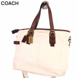 COACH コーチ 70397 通年 レザー × キャンバス★ 2way 大容量 ショルダー トート バッグ Sz.F メンズ I4G00104_3#Uの画像2