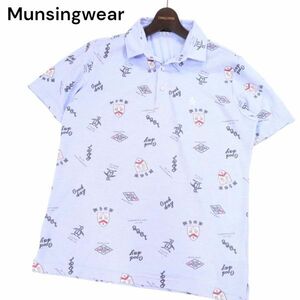 21SS★ Munsingwear マンシングウェア 春夏 総柄デザイン★ 半袖 鹿の子 ポロシャツ Sz.L　メンズ ゴルフ　I4T01204_4#A