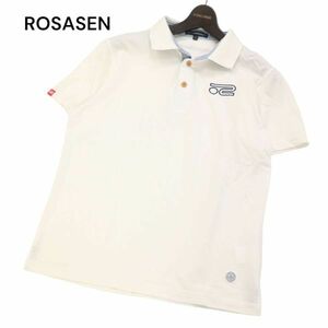 ROSASEN ロサーセン 春夏 ロゴ刺繍★ 半袖 鹿の子 ポロシャツ Sz.L　メンズ 白 ゴルフ　I4T01163_4#A