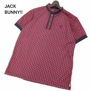 20SS★ JACK BUNNY!! ジャックバニー パーリーゲイツ 春夏 幾何学 総柄★ 半袖 速乾 ポロシャツ Sz.6　メンズ ゴルフ　I4T01172_4#A