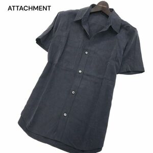 ATTACHMENT アタッチメント 春夏 テンセルポプリン ワッシャー★ 半袖 パッチ ポケット シャツ Sz.1　メンズ 日本製　I4T01140_4#A