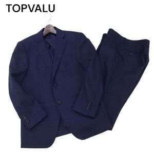 美品★ TOPVALU トップバリュ イオン 春夏 カノニコ生地★ 背抜き セットアップ スーツ Sz.90A4　メンズ ネイビー ビジネス　I4T01189_4#M