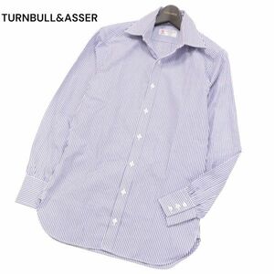 美品 イギリス製★ TURNBULL&ASSER ターンブル&アッサー 通年 長袖 ストライプ シャツ Sz.SEP 19　メンズ　I4T01264_4#C