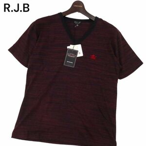 [ new goods unused ] R.J.B Flat Head spring summer OBSCURE LINE* embroidery short sleeves V neck T-shirt cut and sewn Sz.40 men's made in Japan I4T01294_4#D
