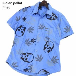 国内正規★ lucien pellat finet ルシアンペラフィネ 春夏 スカル 総柄★ 半袖 シャツ Sz.M　メンズ　I4T01218_4#A