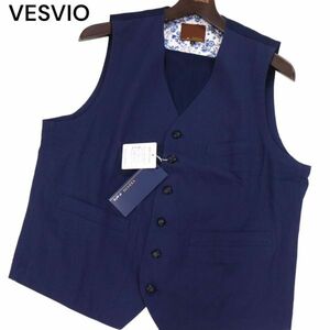 【新品 未使用】 VESVIO @McG マクレガー ベスビオ 春夏 ストライプ調★ ベスト ジレ Sz.L　メンズ ネイビー 定価2万★　I4T01231_4#M