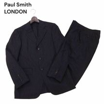 美品★ Paul Smith LONDON ポールスミス ロンドン 春夏 背抜き★ 3B ストライプ セットアップ スーツ Sz.M　メンズ 日本製　I4T01440_4#M_画像1