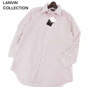 【新品 未使用】 LANVIN COLLECTION ランバン コレクション 通年 長袖 ストライプ ドレス シャツ Sz.42-80　メンズ 日本製　I4T01347_4#C